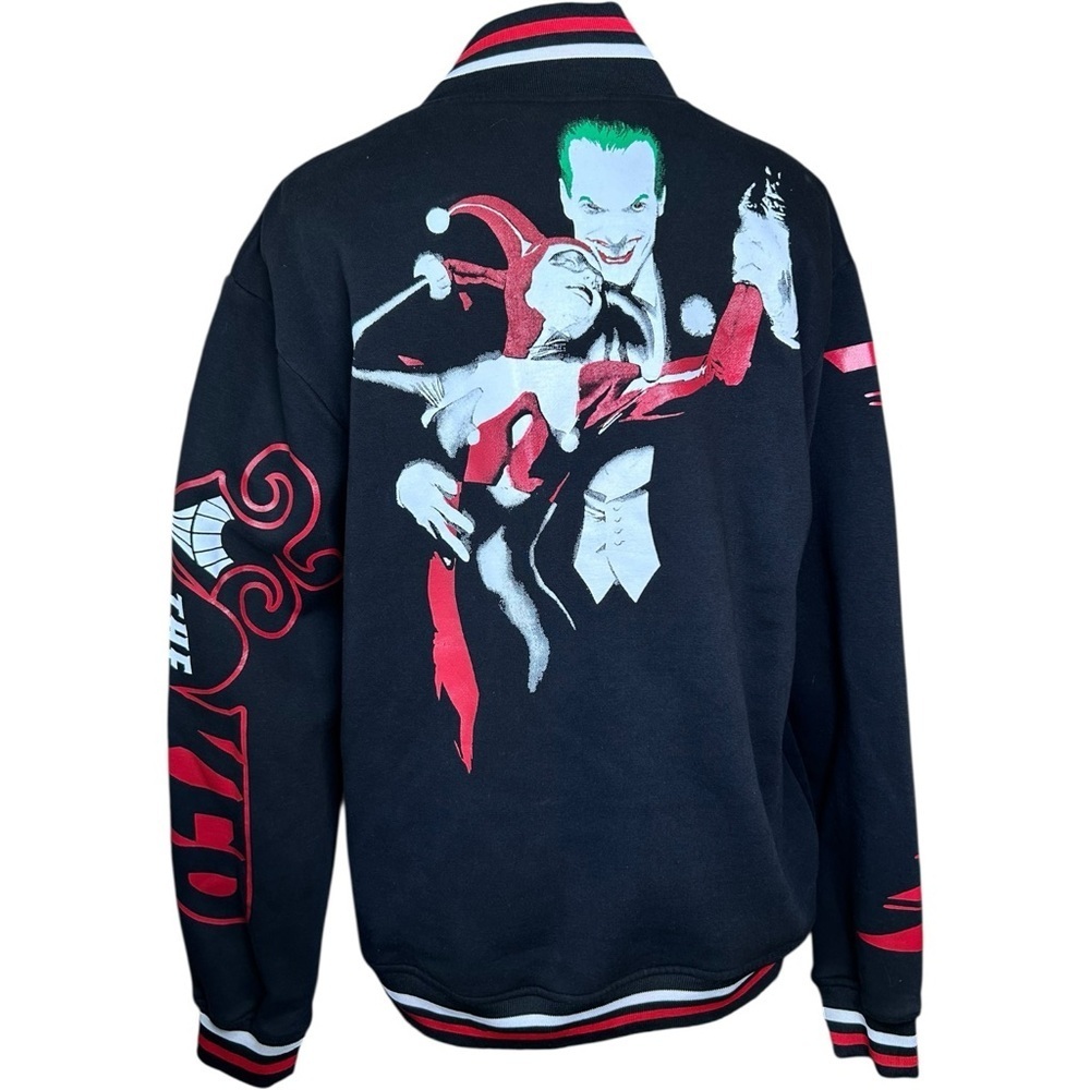 Harley Quinn & Joker Varsity Jacket | Black Red Graphic | Size L
